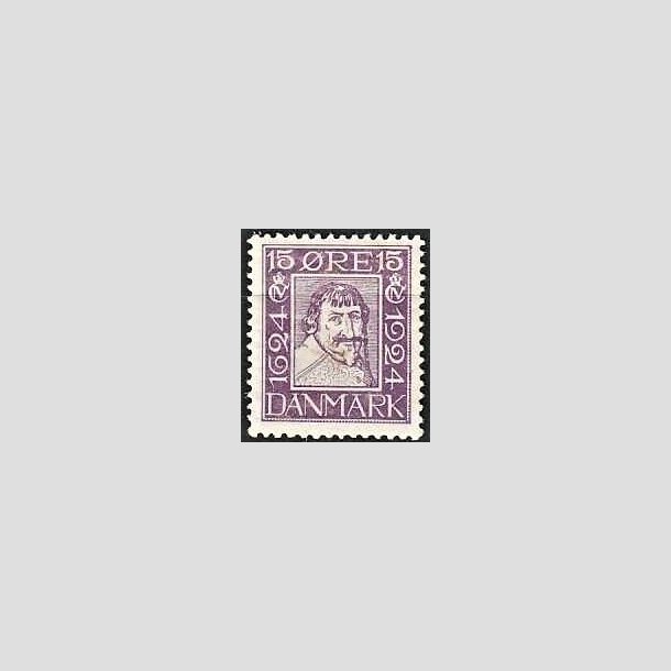 FRIMRKER DANMARK | 1924 - AFA 138 - Postjubilum 15 re violet - Ubrugt