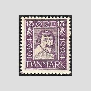FRIM�RKER DANMARK | 1924 - AFA 138 - Postjubil�um 15 �re violet - Ubrugt