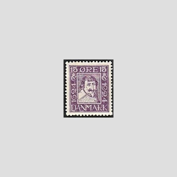 FRIMRKER DANMARK | 1924 - AFA 138 - Postjubilum 15 re violet - Ubrugt