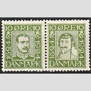 FRIM�RKER DANMARK | 1924 - AFA 132,133 - Postjubil�um 10 �re gr�n i vandret par - Postfrisk