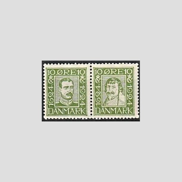 FRIMRKER DANMARK | 1924 - AFA 132,133 - Postjubilum 10 re grn i vandret par - Postfrisk