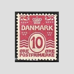 FRIM�RKER DANMARK | 1912 - AFA 65 - B�lgelinie 10 �re karminrosa - Ubrugt