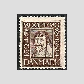 FRIM�RKER DANMARK | 1924 - AFA 141 - Postjubil�um 20 �re brun - Postfrisk