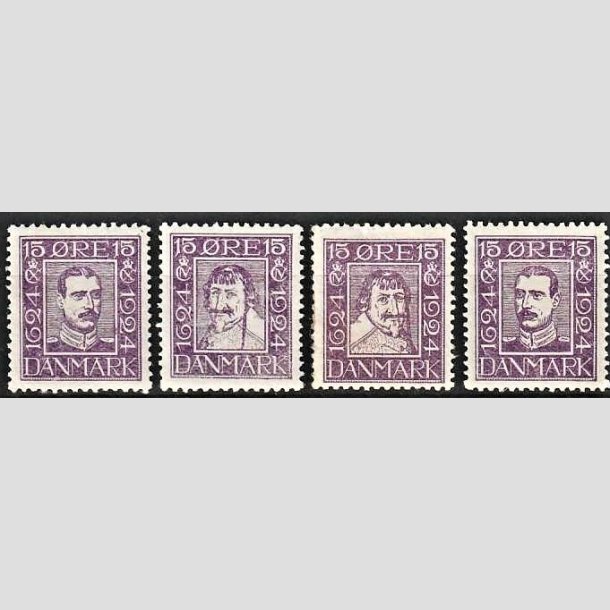 FRIMRKER DANMARK | 1924 - AFA 136-139 - Postjubilum 15 re violet i st - Ubrugt