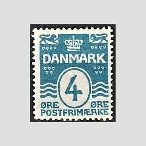 FRIM�RKER DANMARK | 1913-14 - AFA 80 - B�lgelinie 4 �re bl� - Postfrisk