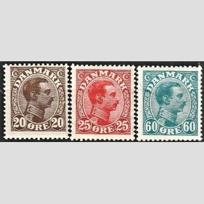 FRIMRKER DANMARK | 1921-22 - AFA 125,126,130 - Chr. X 20,25,60 re - Ubrugt