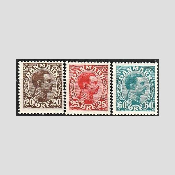 FRIMRKER DANMARK | 1921-22 - AFA 125,126,130 - Chr. X 20,25,60 re - Ubrugt