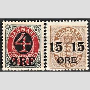 FRIMRKER DANMARK | 1904 - AFA 40,41 - 4/8 re gr/rd og 15/24 re brun provisorier - Postfrisk