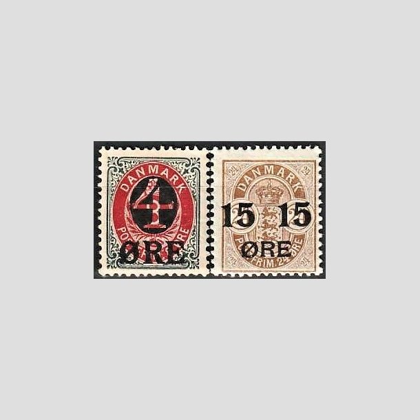 FRIMRKER DANMARK | 1904 - AFA 40,41 - 4/8 re gr/rd og 15/24 re brun provisorier - Postfrisk