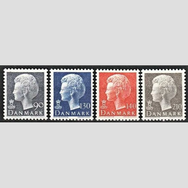 FRIMRKER DANMARK | 1975-80 - AFA 586,676,698,706 - Dronning Margrethe - 90,130,140,210 re - Postfrisk