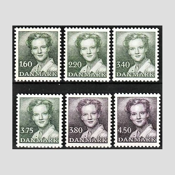 FRIMRKER DANMARK | 1982-83 - AFA 756,773,925,897,956,957 mv. - Dronning Margrethe - 6 stk. bedre vrdier - Postfrisk