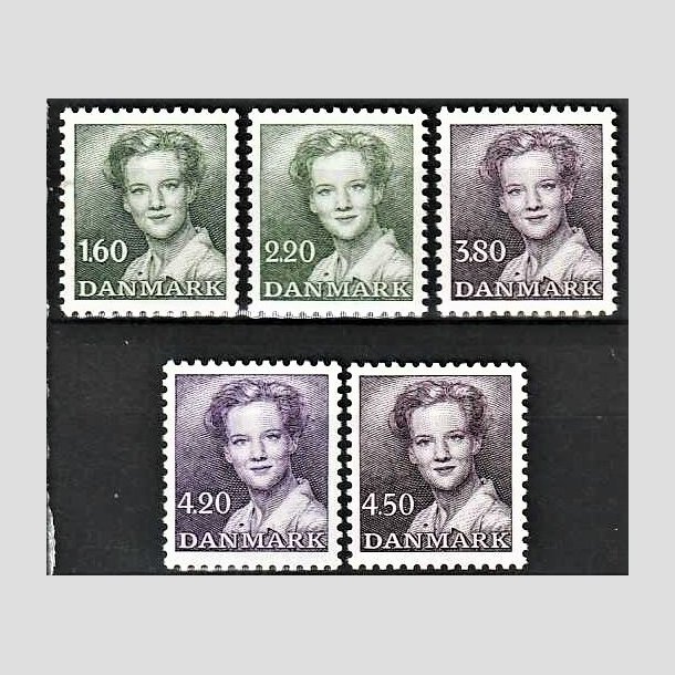 FRIMRKER DANMARK | 1982-83 - AFA 756,773,897,926,957 - Dronning Margrethe - 5 stk. bedre vrdier - Postfrisk