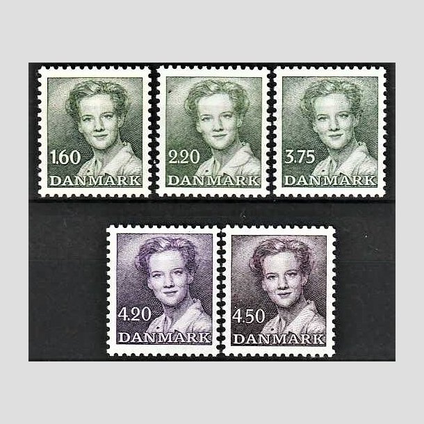 FRIMRKER DANMARK | 1982-83 - AFA 756,773,956,926,957 - Dronning Margrethe - 5 stk. bedre vrdier - Postfrisk