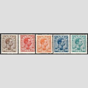 FRIMRKER DANMARK | 1921-22 - AFA 125,126,127 mv. - Chr. X 20,25,30,40,60 re - Ubrugt