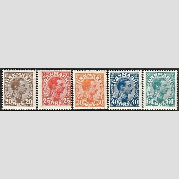 FRIMRKER DANMARK | 1921-22 - AFA 125,126,127 mv. - Chr. X 20,25,30,40,60 re - Ubrugt