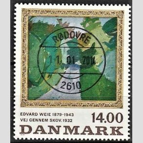 FRIMRKER DANMARK | 1991 - AFA 1006 - Edvard Weie - 14,00 Kr. flerfarvet - Pragt Stemplet