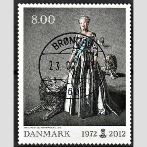 FRIMRKER DANMARK | 2012 - AFA 1694 - Dronning i 40 r - 8,00 Kr. flerfarvet - Pragt Stemplet