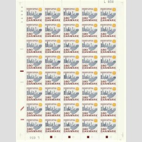 FRIMRKER DANMARK | 1986 - AFA 875 - OEDC 25 r - 3,80 Kr. flerfarvet 40 stk. i ufoldet helark - Postfrisk