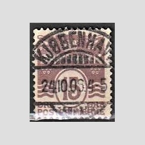 FRIM�RKER DANMARK | 1905-06 - AFA 46 - B�lgelinie 15 �re brunlilla - Lux Stemplet