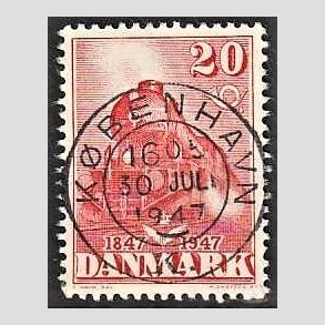 FRIMRKER DANMARK | 1947 - AFA 303 - Danske jernbane 100 r - 20 re rd - Lux Stemplet Kbenhavn