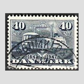 FRIM�RKER DANMARK | 1947 - AFA 304 - Danske jernbaner 100 �r - 40 �re bl� - Pragt Stemplet
