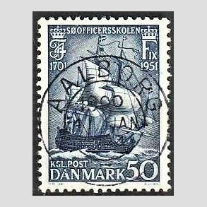 FRIM�RKER DANMARK | 1951 - AFA 329 - S�officerskolen 250 �r - 50 �re bl� - Pragt Stemplet