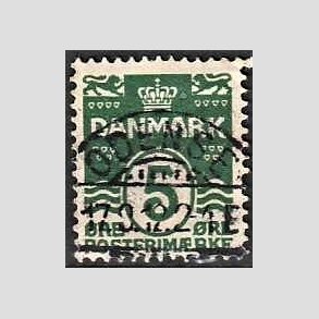 FRIM�RKER DANMARK | 1912 - AFA 64 - B�lgelinie 5 �re m�rkgr�n - Lux Stemplet 