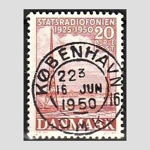 FRIM�RKER DANMARK | 1950 - AFA 317 - Statsradiofonien 25 �r - 20 �re r�d - Pragt Stemplet K�benhavn