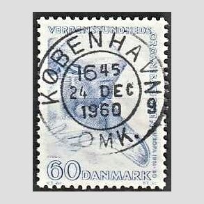 FRIM�RKER DANMARK | 1960 - AFA 388 - WHO - 60 �re bl� - Lux Stemplet