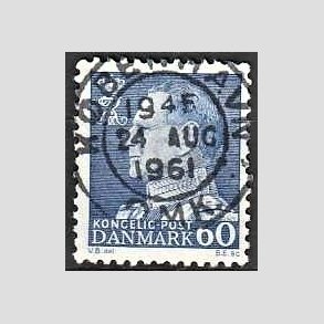FRIMRKER DANMARK | 1961-62 - AFA 398 - Fr. IX 60 re bl - Pragt Stemplet