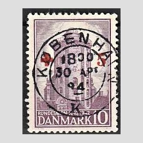 FRIMRKER DANMARK | 1944 - AFA 283 - Rde Kors provisorium - + 5/ 10 re violet - Pragt Stemplet