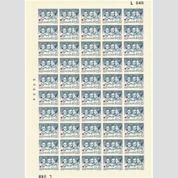 FRIMRKER DANMARK | 1964 - AFA 425F - Dansk Rde Kors - 60 + 10 re bl/rd 50 stk. i ufoldet helark - Postfrisk