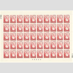 FRIMRKER DANMARK | 1962 - AFA 408 - Bistand - 30 + 10 re karamin 50 stk. i ufoldet helark - Postfrisk