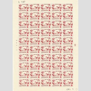 FRIMRKER DANMARK | 1969 - AFA 492 - Dansk Rde Kors velgrendhed - 60 + 10 re brunrd/rd 50 stk. i ufoldet helark - Postfrisk