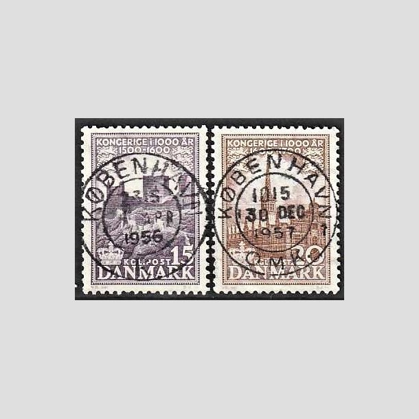 FRIMRKER DANMARK | 1953-56 - AFA 352,353 - Kongeriget 1000 r - 15 + 20 re - Pragt Stemplet