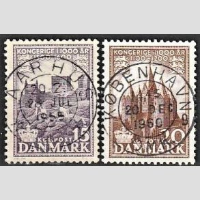 FRIM�RKER DANMARK | 1953-56 - AFA 352,353 - Kongeriget 1000 �r - 15 + 20 �re - Pragt Stemplet