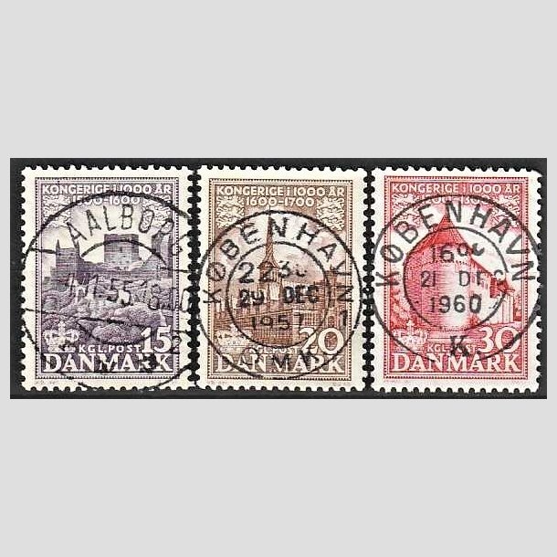 FRIMRKER DANMARK | 1953-56 - AFA 352,353,354 - Kongeriget 1000 r - 15 + 20 + 30 re - Pragt Stemplet