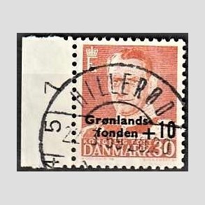 FRIMRKER DANMARK | 1958 - AFA 373 - Grnlandsfonden - +10/30 re rd - Pragt Stemplet