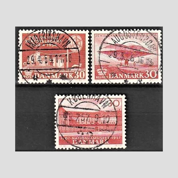 FRIMRKER DANMARK | 1954 - AFA 356,366,370 - Statstelegrafen mv. - 3 x 30 re - Pragt Stemplet