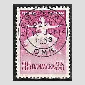 FRIM�RKER DANMARK | 1959 - AFA 377 - Ballet og Musikfestival - 35 �re r�dlilla - Pragt Stemplet K�benhavn