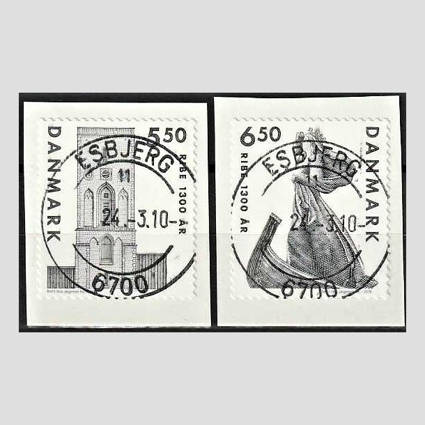 FRIMRKER DANMARK | 2010 - AFA 1614E,1615E - Ribe 1300 r. - 5,50-6,50 Kr. grsort - Pragt Stemplet