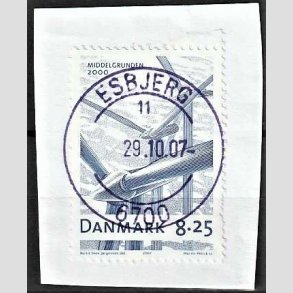 FRIM�RKER DANMARK | 2007 - AFA 1495 - Danske vindm�ller - 8,25 Kr. bl� p� klip - Pragt Stemplet