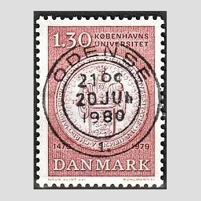 FRIM�RKER DANMARK | 1979 - AFA 673 - K�benhavns Universitet 500 �r - 1,30 Kr. r�d - Pragt Stemplet