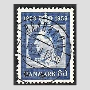 FRIM�RKER DANMARK | 1959 - AFA 376 - Frederik IX 60 �r - 60 �re bl� - Pragt Stemplet