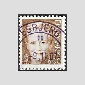 FRIMRKER DANMARK | 2001 - AFA 1285 - Dronning Margrethe II - 6,00 brun - Pragt Stemplet