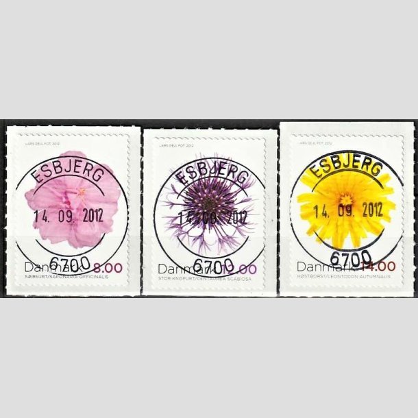 FRIMRKER DANMARK | 2012 - AFA 1715,16,17 - Efterrsblomster - 8,00-14 Kr. flerfarvet i st - Pragt Stemplet