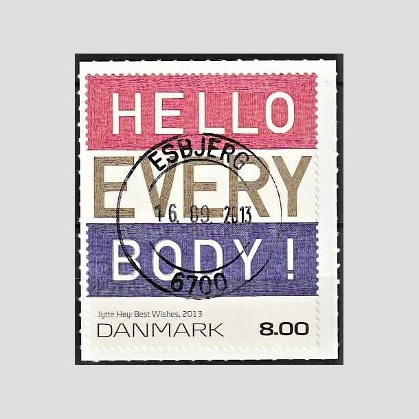 FRIMRKER DANMARK | 2013 - AFA 1755 - Frimrkekunst - Best wishes - 8,00 Kr. flerfarvet - Pragt Stemplet Esbjerg