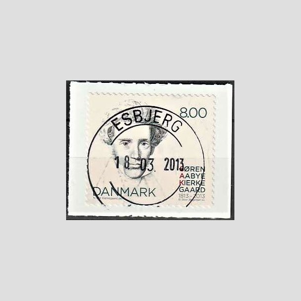 FRIMRKER DANMARK | 2013 - AFA 1740 - Sren Kierkegaard 200 r. - 8,00 Kr. flerfarvet - Pragt Stemplet