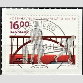 FRIM�RKER DANMARK | 2011 - AFA 1678 - KBH Hovedbaneg�rd 100 �r - 16,00 Kr. flerfarvet - Pragt Stemplet