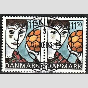 FRIMRKER DANMARK | 2002 - AFA 1345 - Sport og ungdom - 11,50 Kr. Hndbold i par - Pragt Stemplet